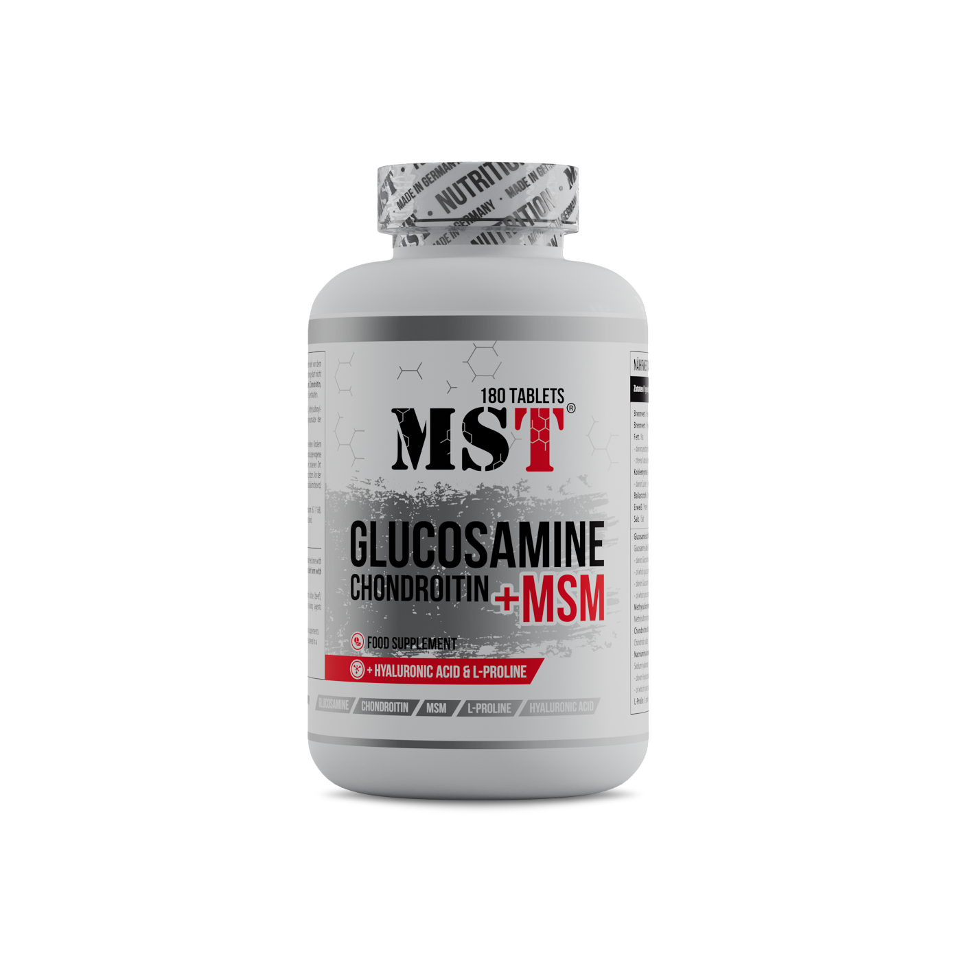 Glucosamine Chondroitin MSM + Hyaluronic 180 Tab/МСТ Хондроітін глюкозамін мсм гіалур. кис-та 180таб